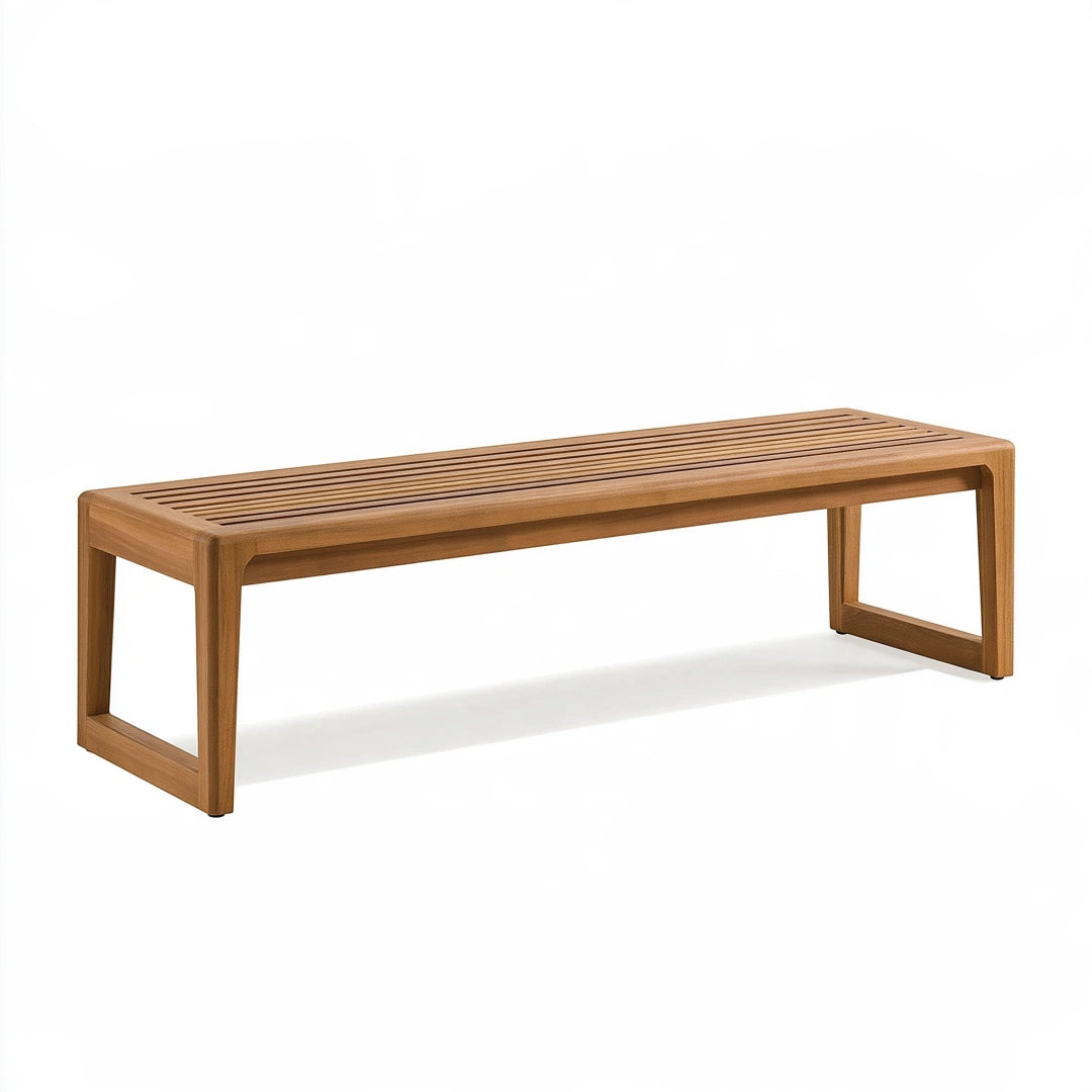 Panca da giardino 180 x 40 x 45 cm in legno marrone con seduta a doghe stile moderno