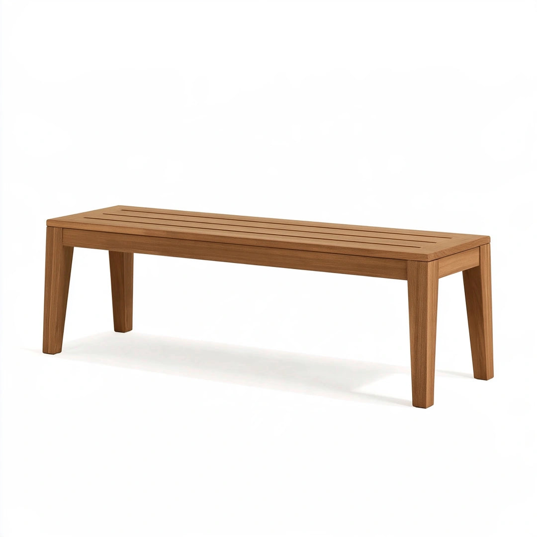 Panca da giardino 120 x 40 x 45 cm in legno marrone con seduta a doghe stile moderno