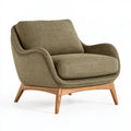Poltrona 82 x 88 x 86 cm in tessuto verde oliva con struttura in legno - stile moderno