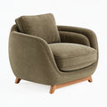 Poltrona 92 x 88 x 82 cm in tessuto verde oliva con base in legno stile moderno