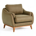 Poltrona 85 x 88 x 85 cm in tessuto tortora con gambe in legno - stile moderno