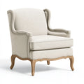 Poltrona 90 x 85 x 105 cm in tessuto beige con gambe in legno stile classico