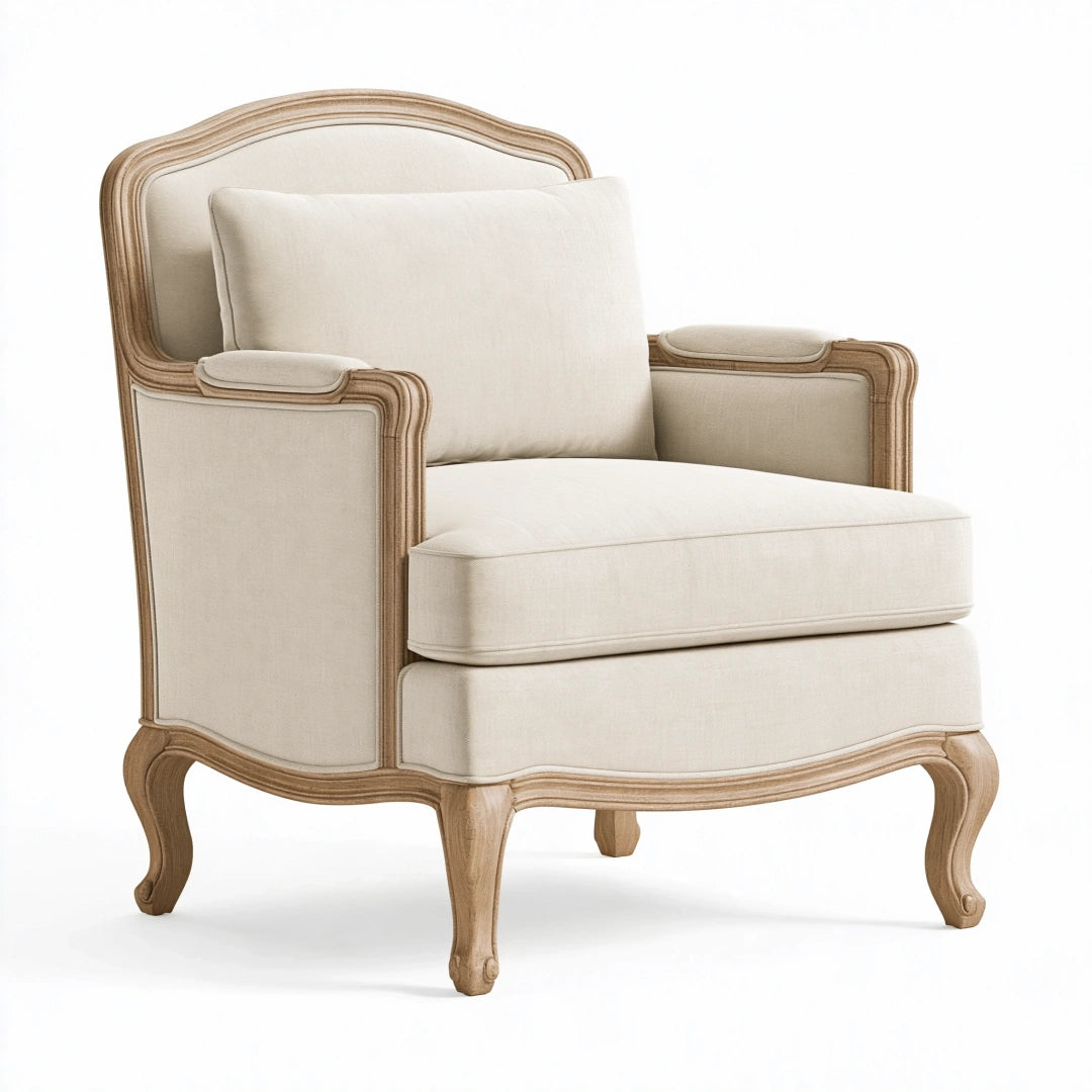 Poltrona 78 x 82 x 105 cm in legno e tessuto beige stile classico