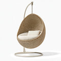 Poltrona sospesa 105 x 105 x 195 cm in fibra intrecciata beige con struttura in metallo - stile boho per relax