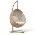 Poltrona sospesa 105 x 95 x 195 cm in rattan beige con struttura in legno stile naturale