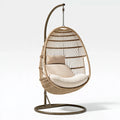 Poltrona sospesa 105 x 105 x 195 cm in rattan beige con struttura in metallo stile boho