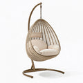 Poltrona sospesa 105 x 105 x 195 cm in corda intrecciata beige con struttura in metallo per relax
