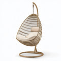 Poltrona sospesa 105 x 105 x 195 cm in rattan sintetico beige con struttura in metallo per relax