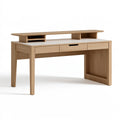 Scrivania 140 x 60 x 90 cm in legno color rovere con cassetti e ripiano rialzato