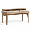 Scrivania 120 x 60 x 90 cm in legno marrone e bianco con cassetti e ripiani stile moderno