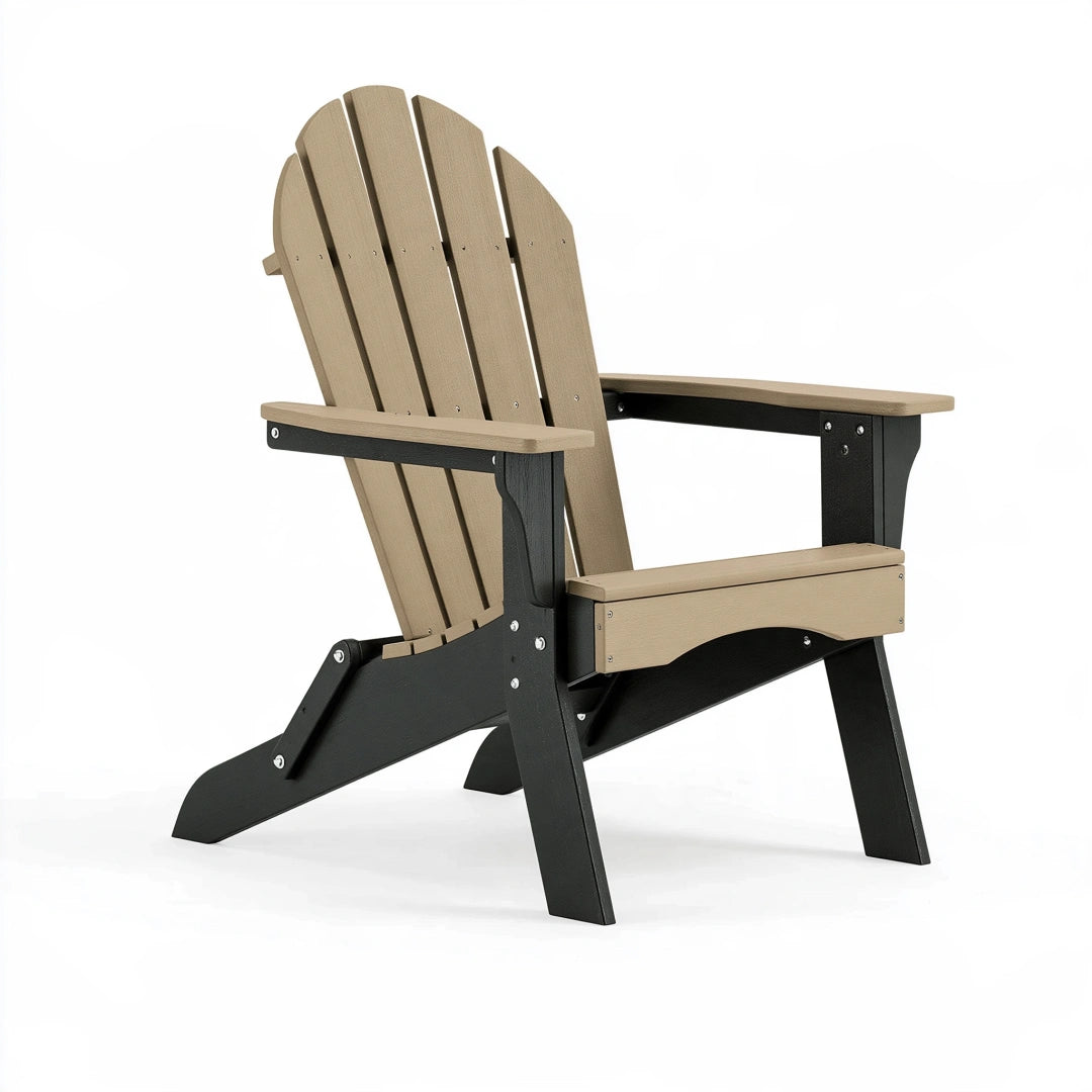 Sedia Adirondack 83 x 78 x 98 cm in plastica tortora e nera per esterno - stile classico