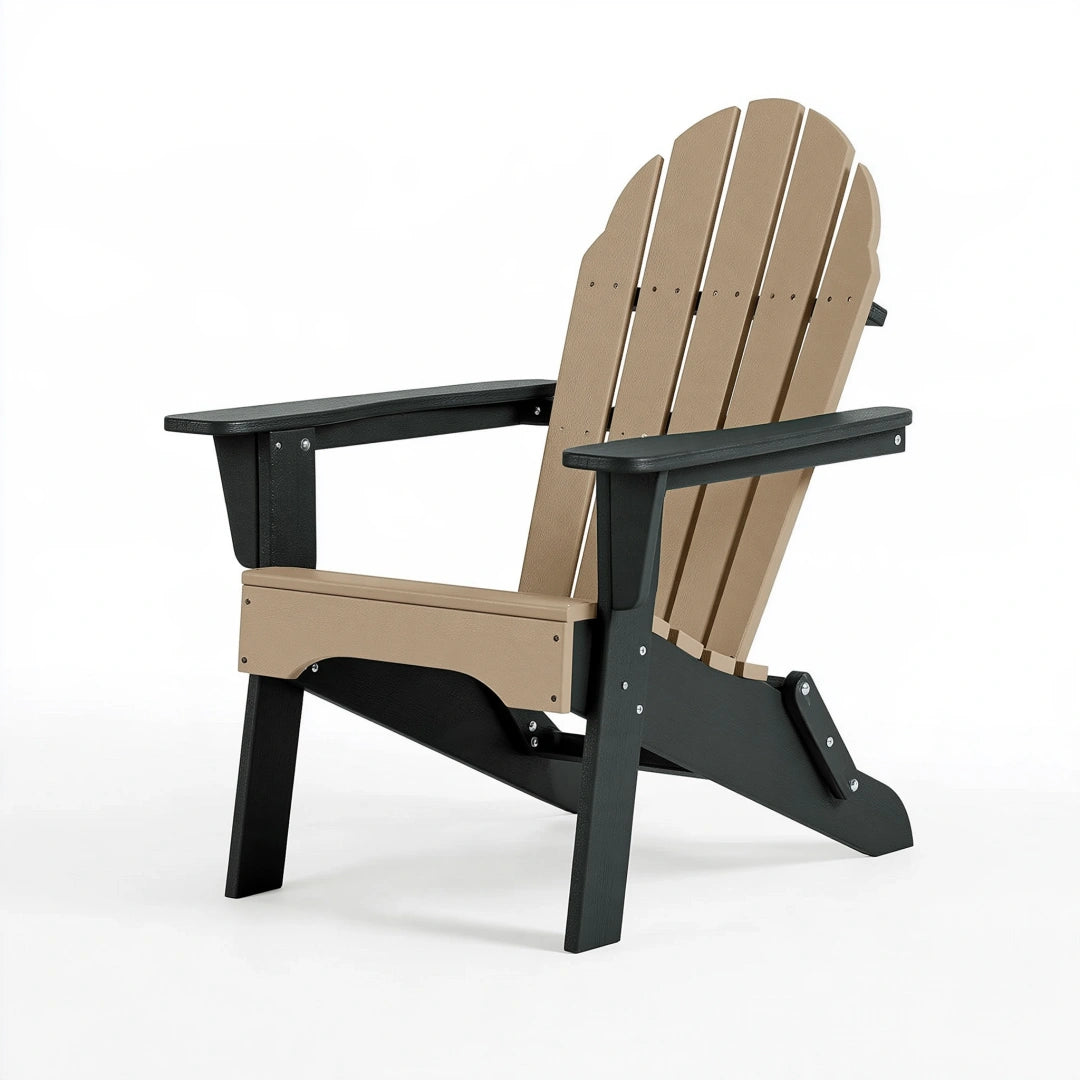 Sedia da giardino Adirondack 83 x 80 x 98 cm in polietilene beige e nero con braccioli
