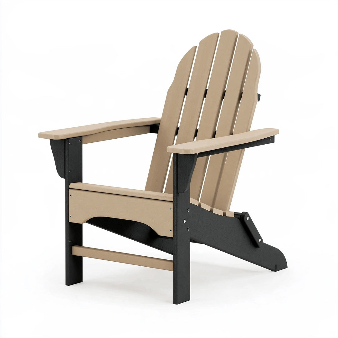 Sedia Adirondack da esterno 80 x 90 x 95 cm in plastica beige e nera - stile classico con braccioli