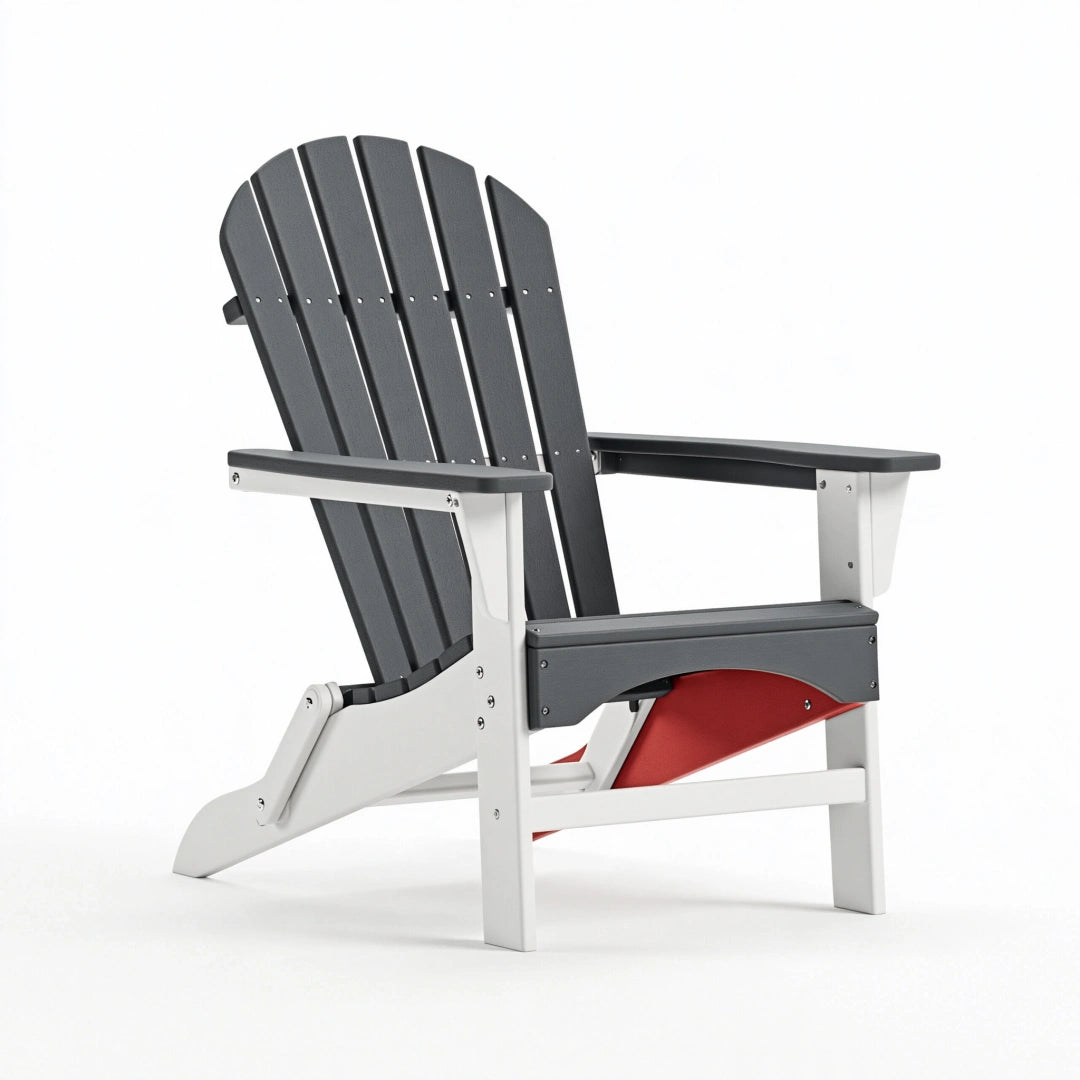 Sedia da giardino Adirondack 80 x 76 x 95 cm in plastica e metallo nero bianco rosso con seduta inclinata