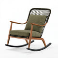 Sedia a dondolo 70 x 95 x 100 cm in legno verde oliva per relax