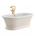 Vasca da bagno freestanding 170 x 75 x 75 cm in acrilico bianco con dettagli dorati stile classico