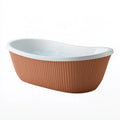Vasca da bagno freestanding 170 x 75 cm in acrilico bianco e terracotta con finitura scanalata