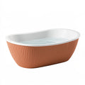 Vasca da bagno freestanding 170 x 75 cm in acrilico bianco/terracotta - ovale scanalata